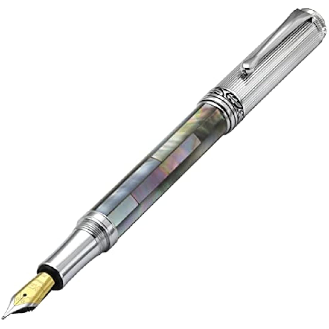 Xezo Maestro Black Mother of Pearl Fountain Pen | Medium Nib Handmade