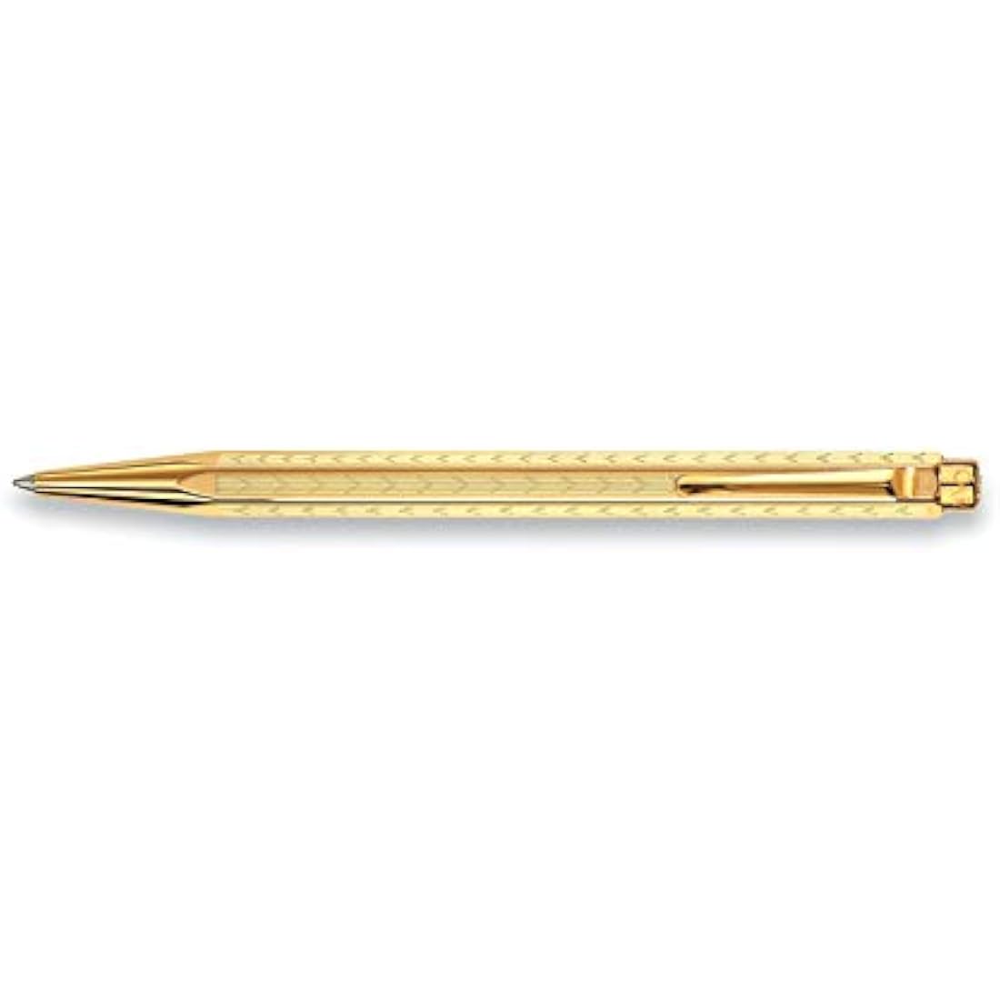 Caran d'Ache Chevron Ballpoint Pen – Gilt Finish Solid Brass Body