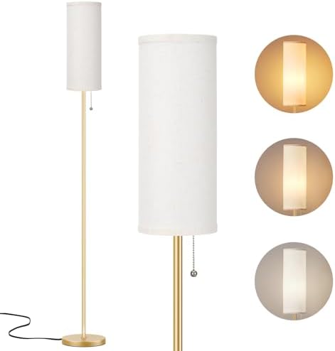 Aooshine Gold Floor Lamp – 64" Modern Standing Lamp with Linen Shade