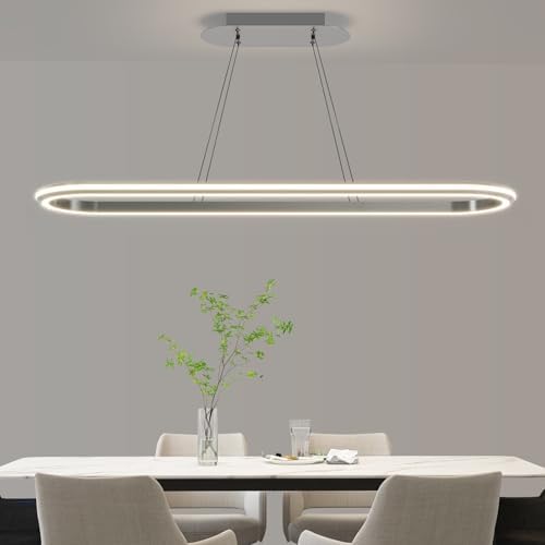 Modern LED Oval Pendant Light | Dimmable Kitchen Island Chandelier
