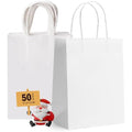 GIFTSAY White Paper Gift Bags with Handles - 50 Pack (15x8x21cm)