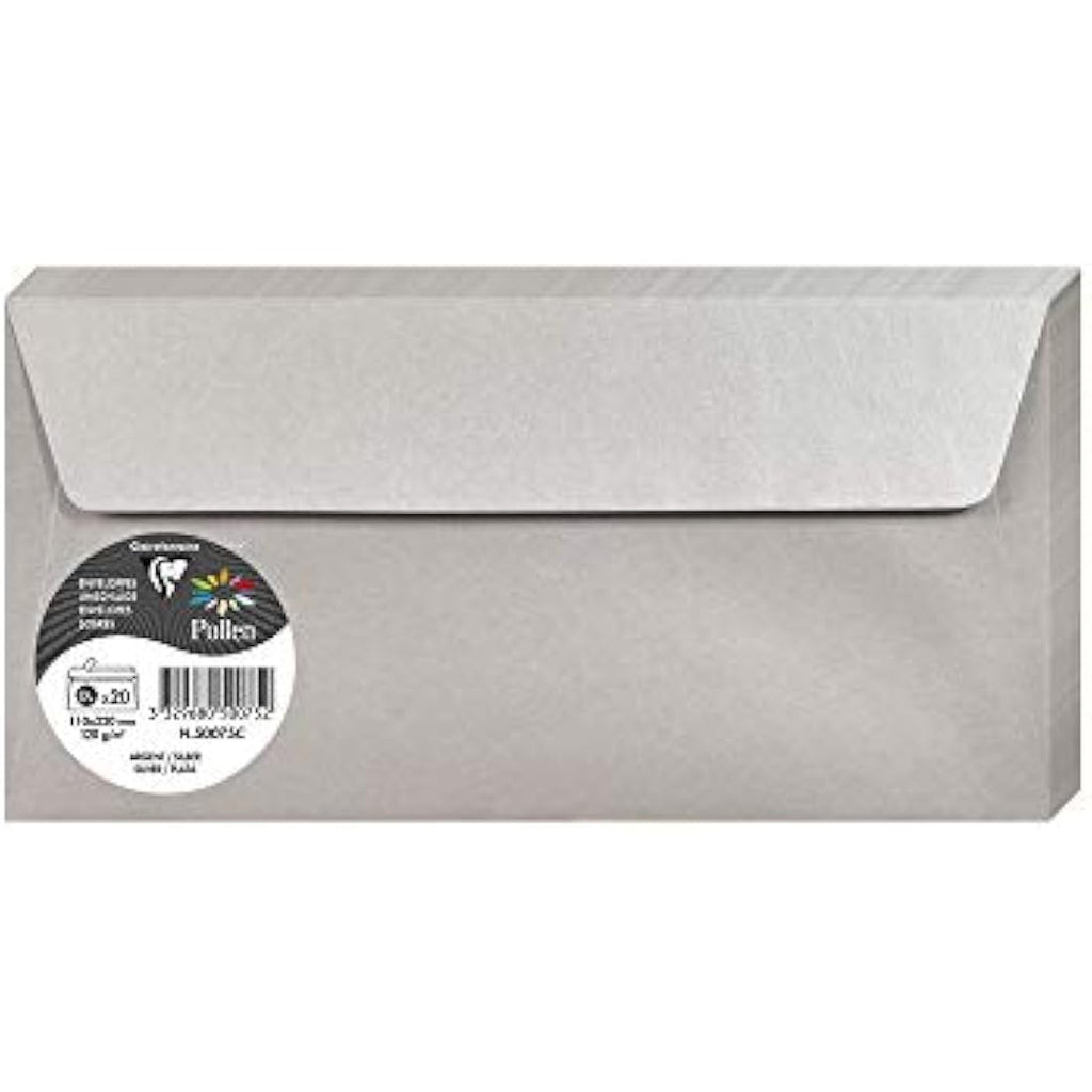 Clairefontaine Pollen Iridescent Silver Envelopes - DL 120gsm (Pack of 20)