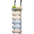 HapiRm 6-Tier Over Door Towel Rack | Wall Mounted Metal Storage with Basket