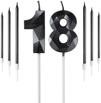 Jolof Store Black 18th Birthday Number Candles Set for Cake Toppers