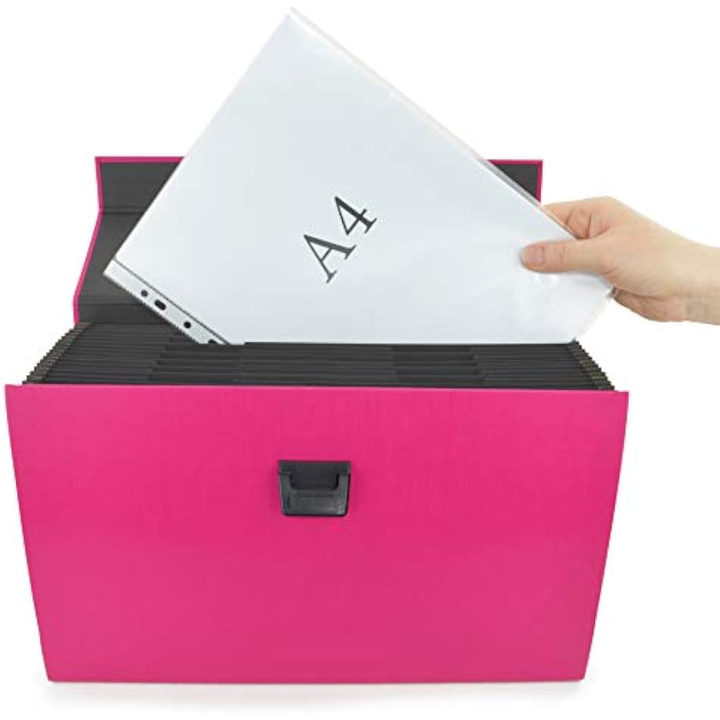 Rapesco 19-Part Expanding Box File Document Organiser, A4+, Hot Pink