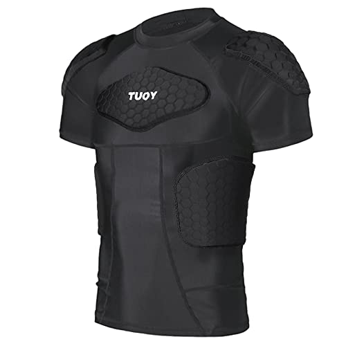 DGYAO Men's Padded Compression Shirt | Rugby Chest & Rib Protector