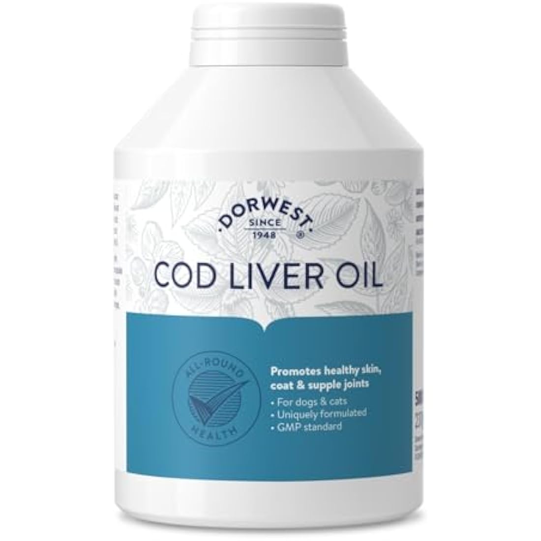 Dorwest Herbs Cod Liver Oil Capsules for Dogs & Cats - Omega 3, 500ct