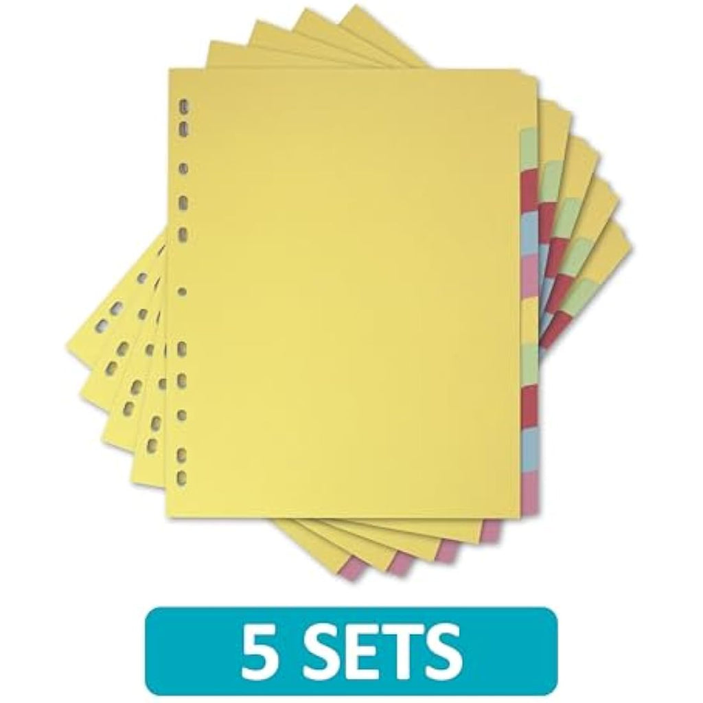 Elba A4+ Extra Wide 10-Part Card Dividers, Assorted Colors, 5 Sets