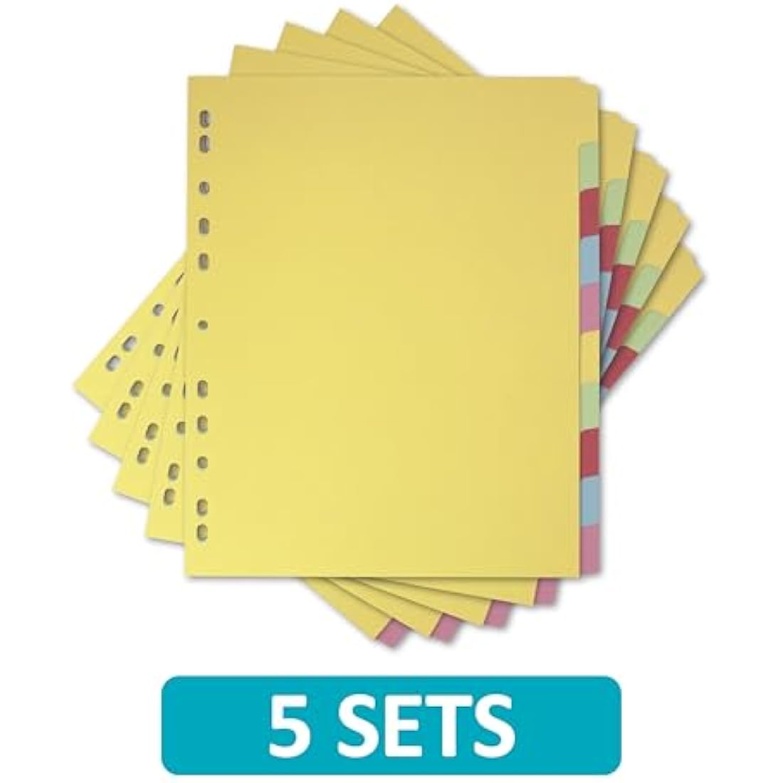 Elba A4+ Extra Wide 10-Part Card Dividers, Assorted Colors, 5 Sets