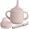 Moonkie Silicone Baby Sippy Cup | 3-Stage Transition Straw Cup, 4oz – Blush