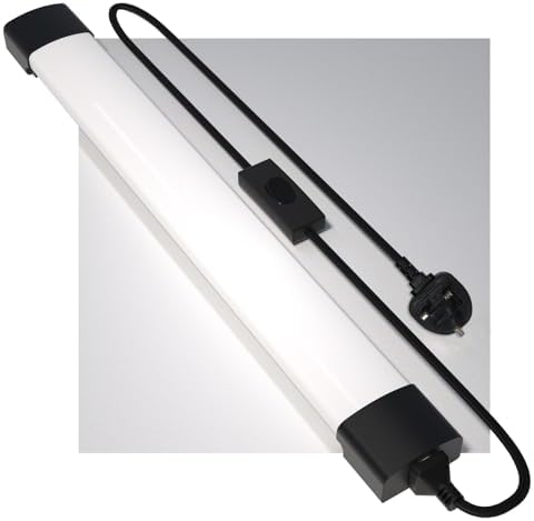 Amdelne 5FT LED Batten Light – 45W IP65 Waterproof Shop Light, 6000K Black