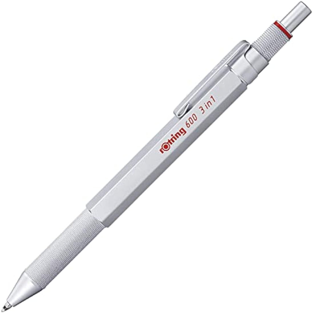 rOtring 600 3-in-1 Multicolour Pen & 0.5mm Mechanical Pencil | Silver