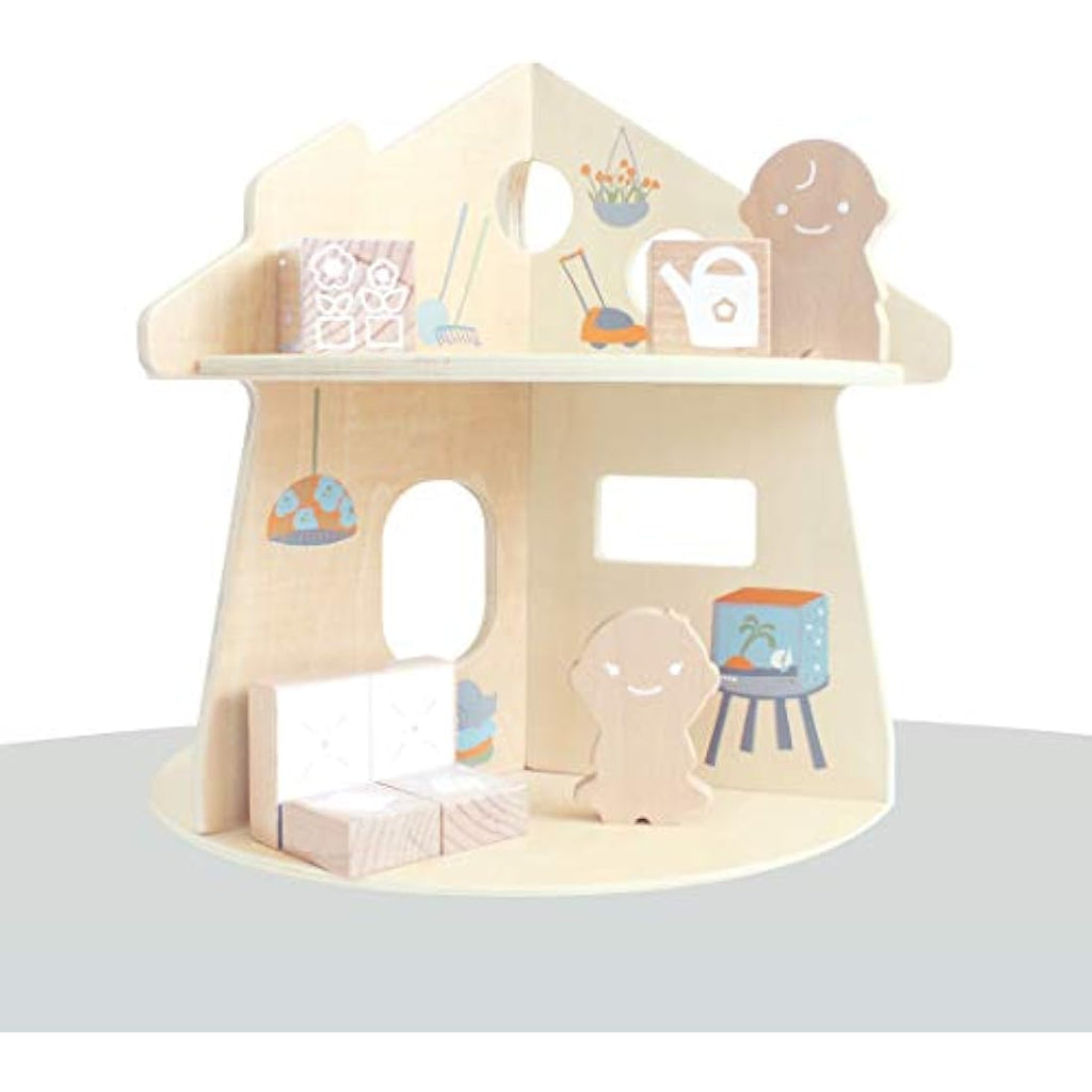 Oribel PortaPlay House of Fun Wooden Dollhouse – 2-Story Birch Wood