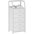 5-Drawer Fabric Dresser – Tall White Chest of Drawers