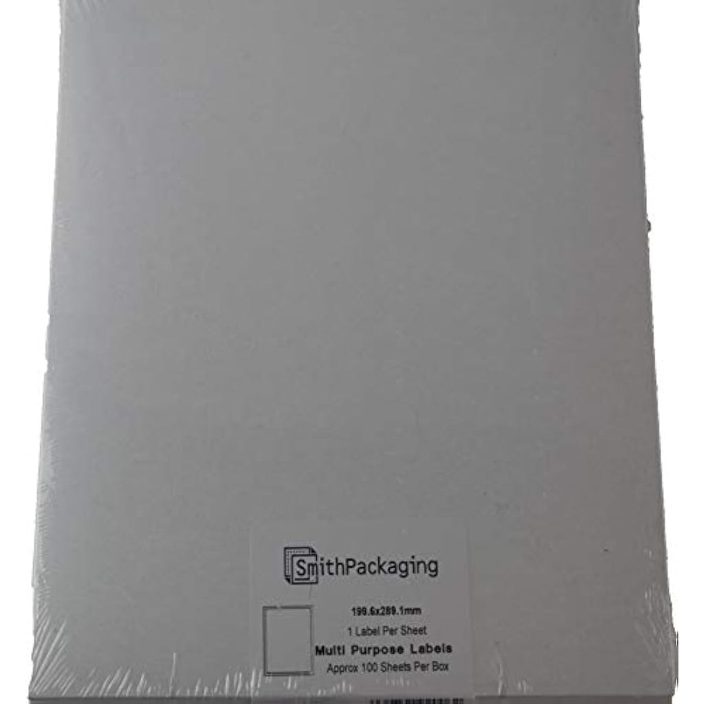 SmithPackaging A4 Self Adhesive Address Labels - 100 Sheets | Matt White