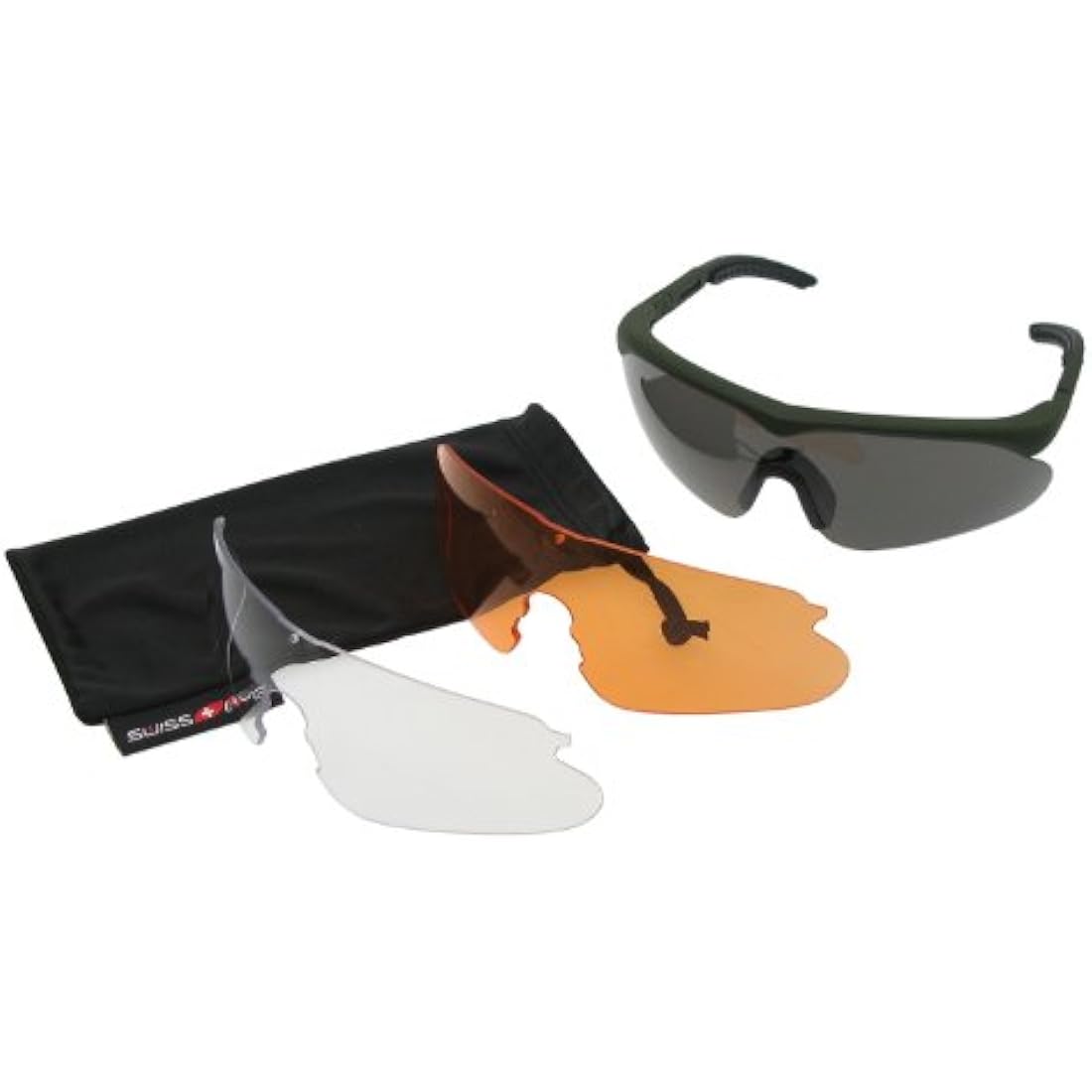 Swiss Eye Raptor Safety Glasses – Rubber Green Frame with 3 Lenses
