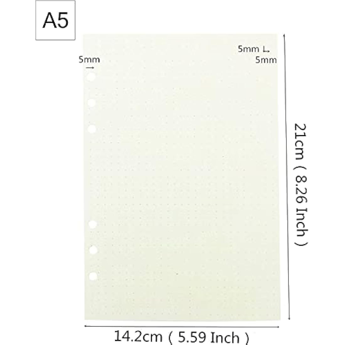 Jolof Store A5 Dotted Planner Refill Paper | 6-Hole Binder Inserts, 135 Sheets