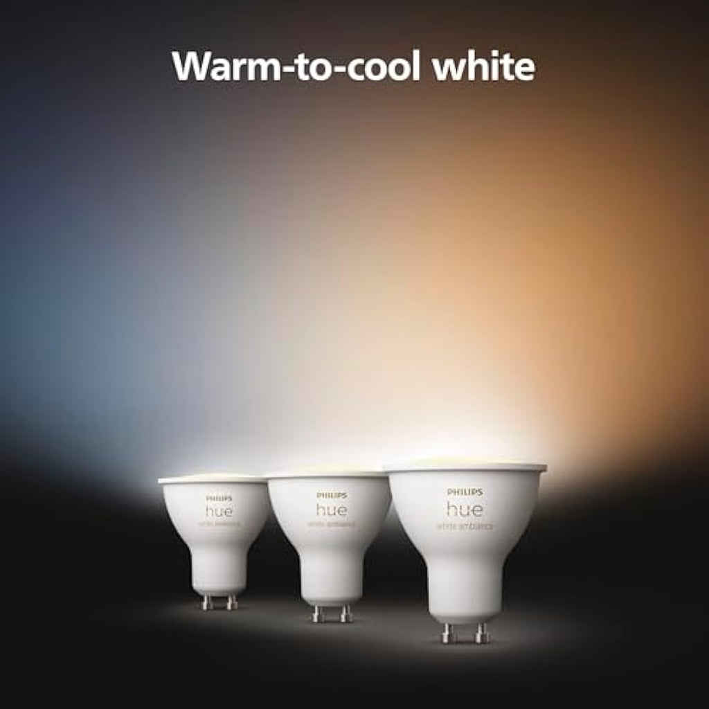 Philips Hue GU10 Smart Spotlight 3-Pack – White Ambiance LED Bulbs