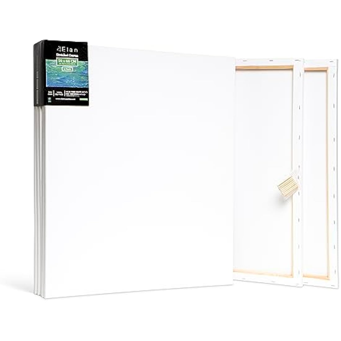 Elan Stretched Canvas 50x60cm | 6-Pack 100% Cotton White Art Canvases