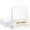 Switory White Kraft Paper Gift Bags with Handles - 50 Pack, 8x4.75x10.5 Inch