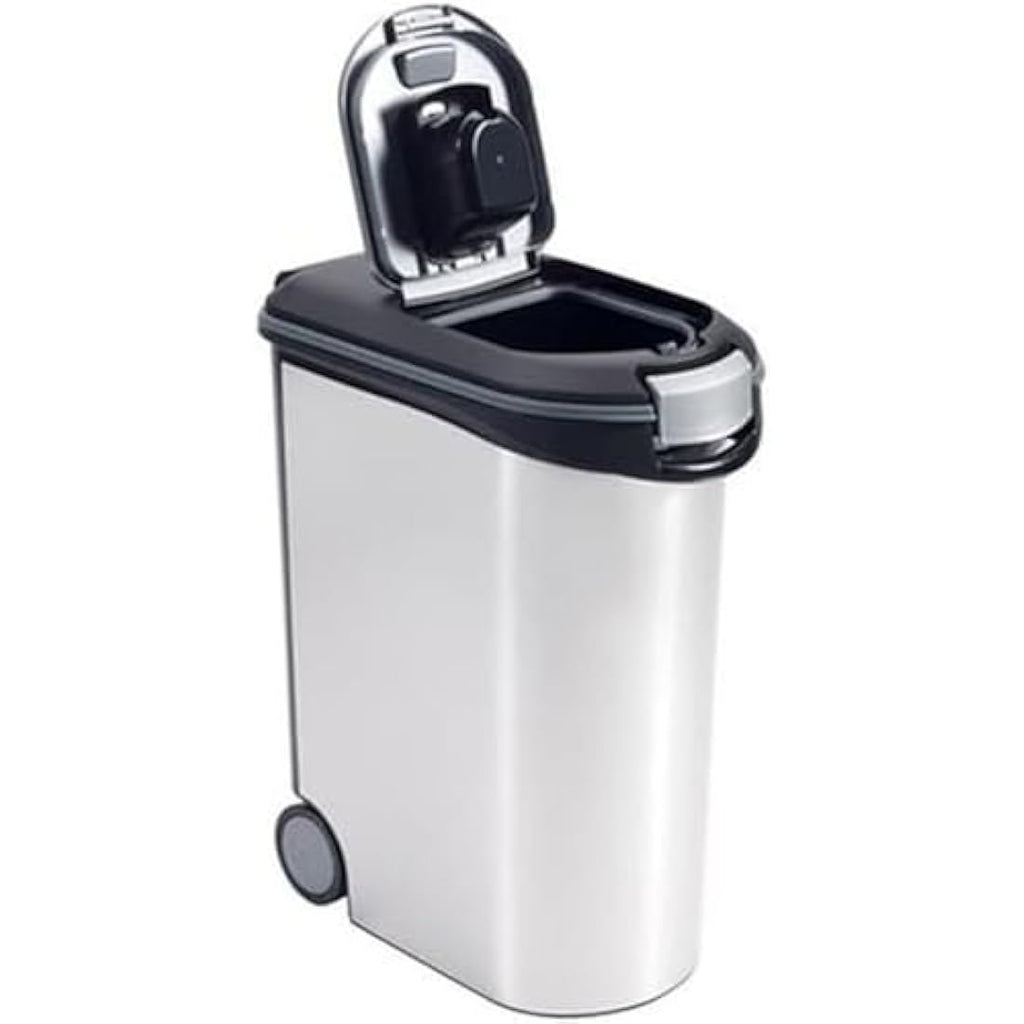 Curver Metallic Pet Food Container - Airtight Dry Food Bin, 54L / 20kg