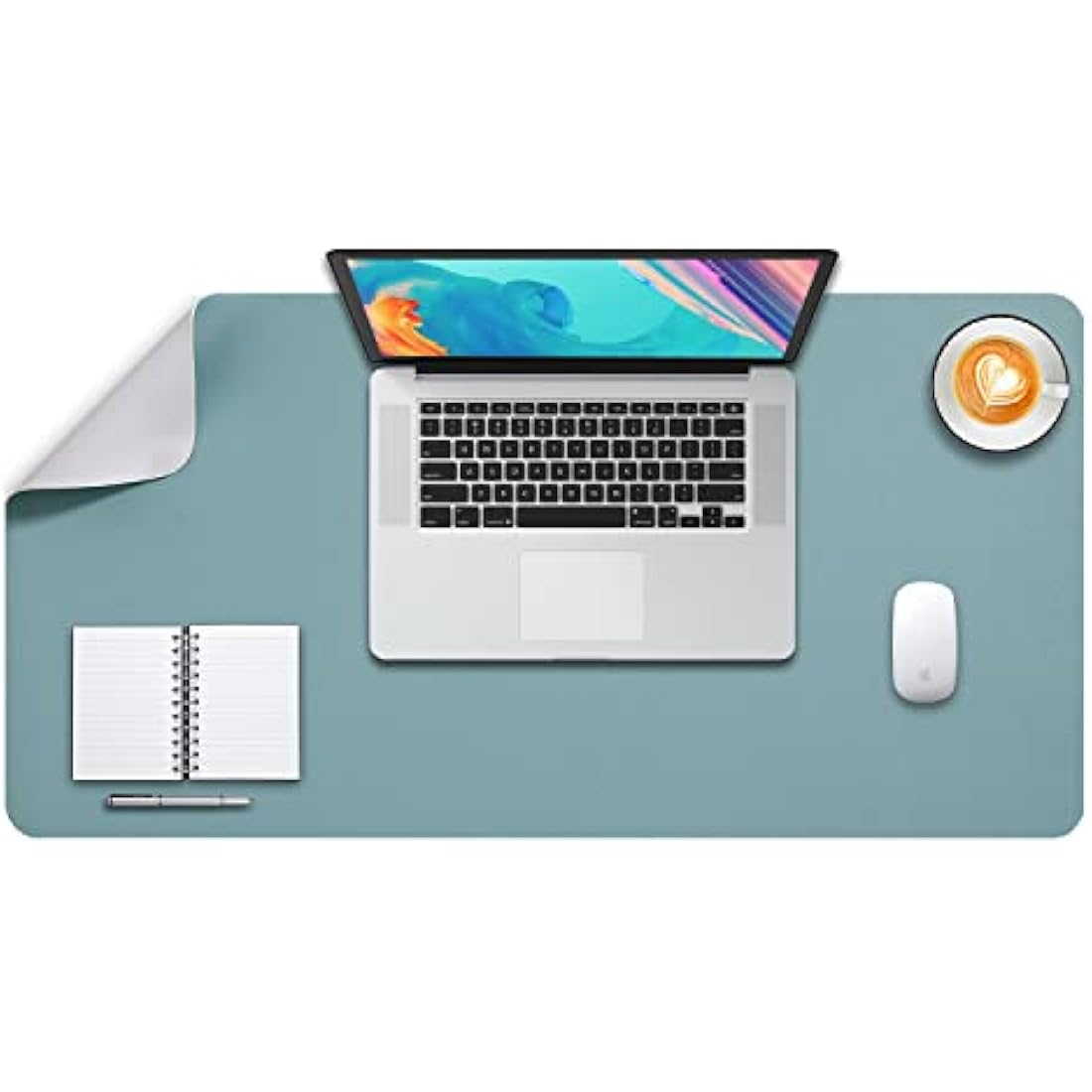 DOBAOJIA Large PU Leather Desk Pad – Waterproof Dual-Side Mouse Mat, Grey