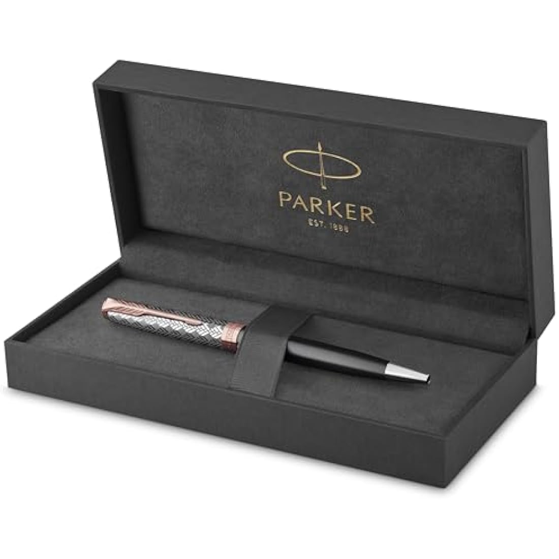 Parker Sonnet Ballpoint Pen – Grey Satin Finish with Rose Gold Trim