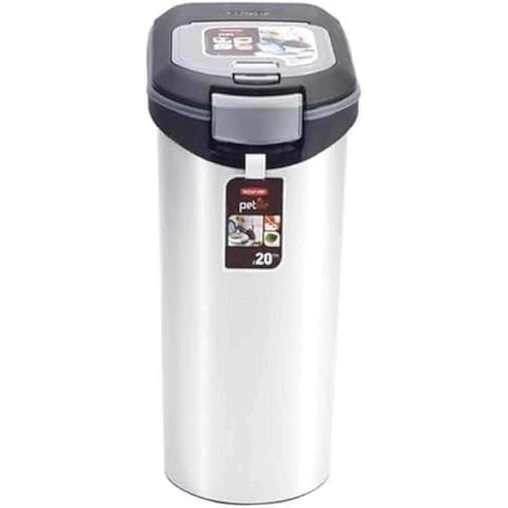 Curver Metallic Pet Food Container - Airtight Dry Food Bin, 54L / 20kg