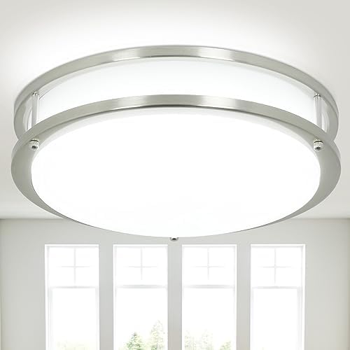 DINGLILIGHTING 30W LED Flush Mount Ceiling Light | 5CCT Dimmable Nickel