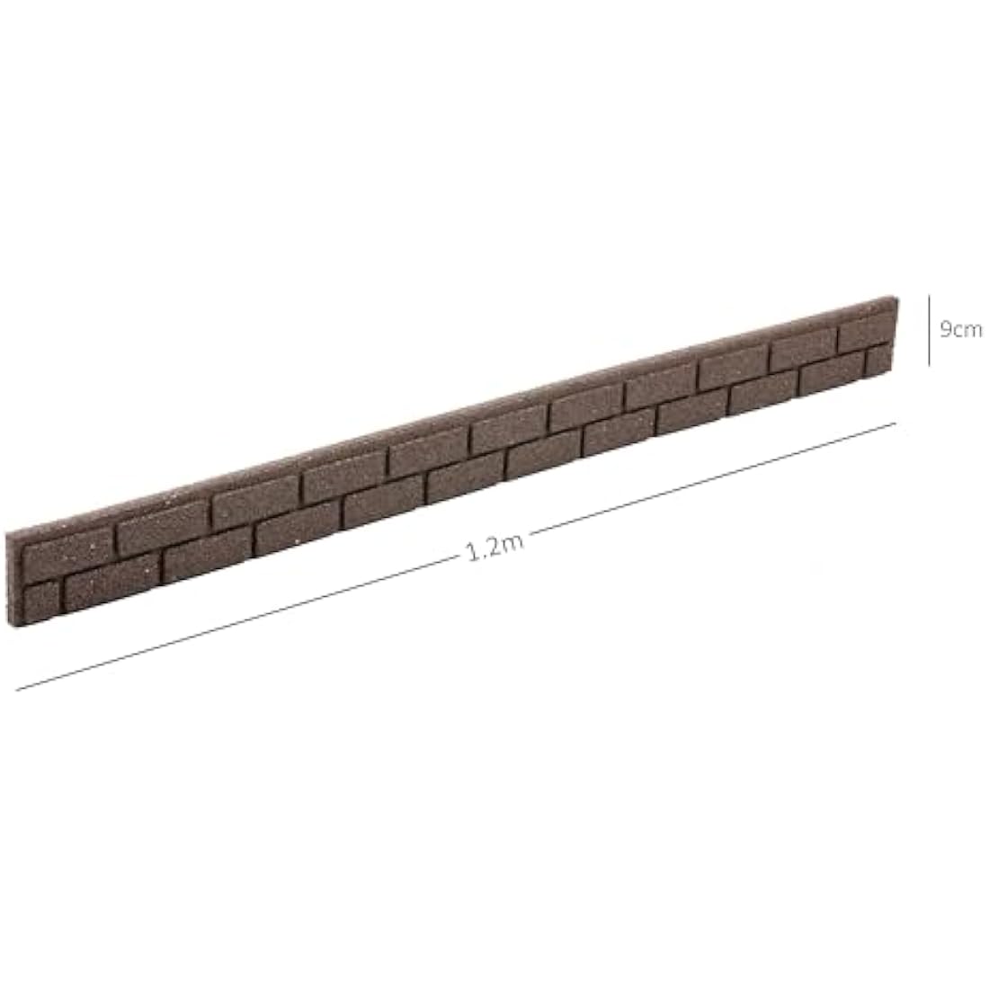 Nicoman Brick Effect Garden Edging - Recycled Rubber Border, Brown, 12pk