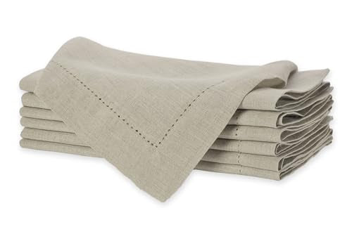 Sweet Needle Pure Linen Napkins - Hemstitch Natural 50x50 CM | Pack of 6
