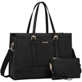 Jolof Store 15.6 Inch Laptop Bag for Women | Leather Work Tote - Black