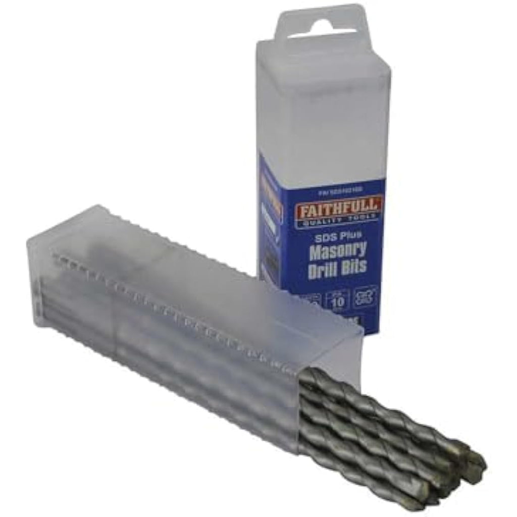 Faithfull SDS Plus Masonry Drill Bit 10mm x 210mm - Bulk Pack of 10