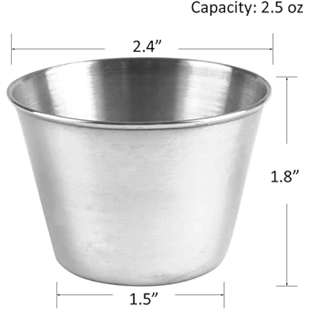 Artcome 55 Pack Stainless Steel Condiment Sauce Cups – 2.5 oz Portion Cups