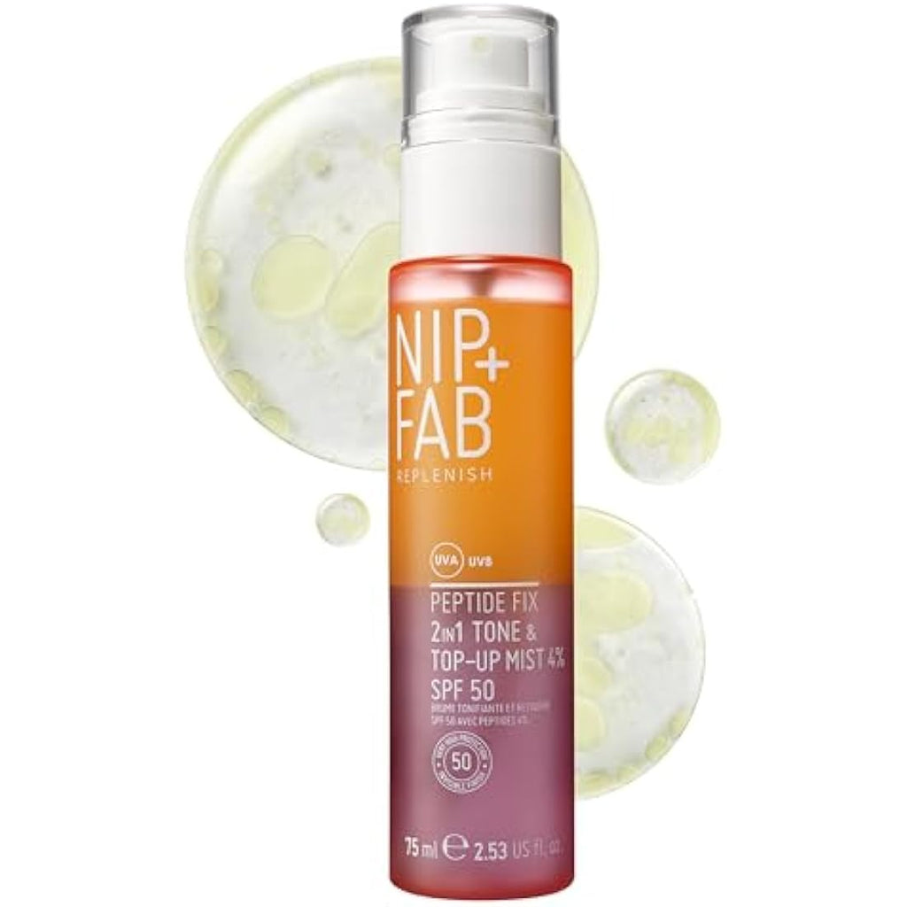 Nip+Fab Peptide Fix 2-in-1 SPF 50 Mist - Hydrating Skincare Spray 75ml