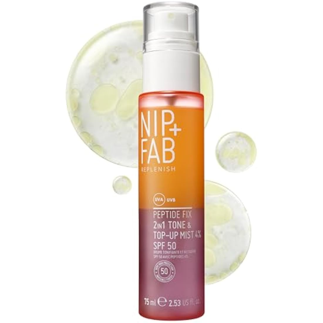Nip+Fab Peptide Fix 2-in-1 SPF 50 Mist - Hydrating Skincare Spray 75ml