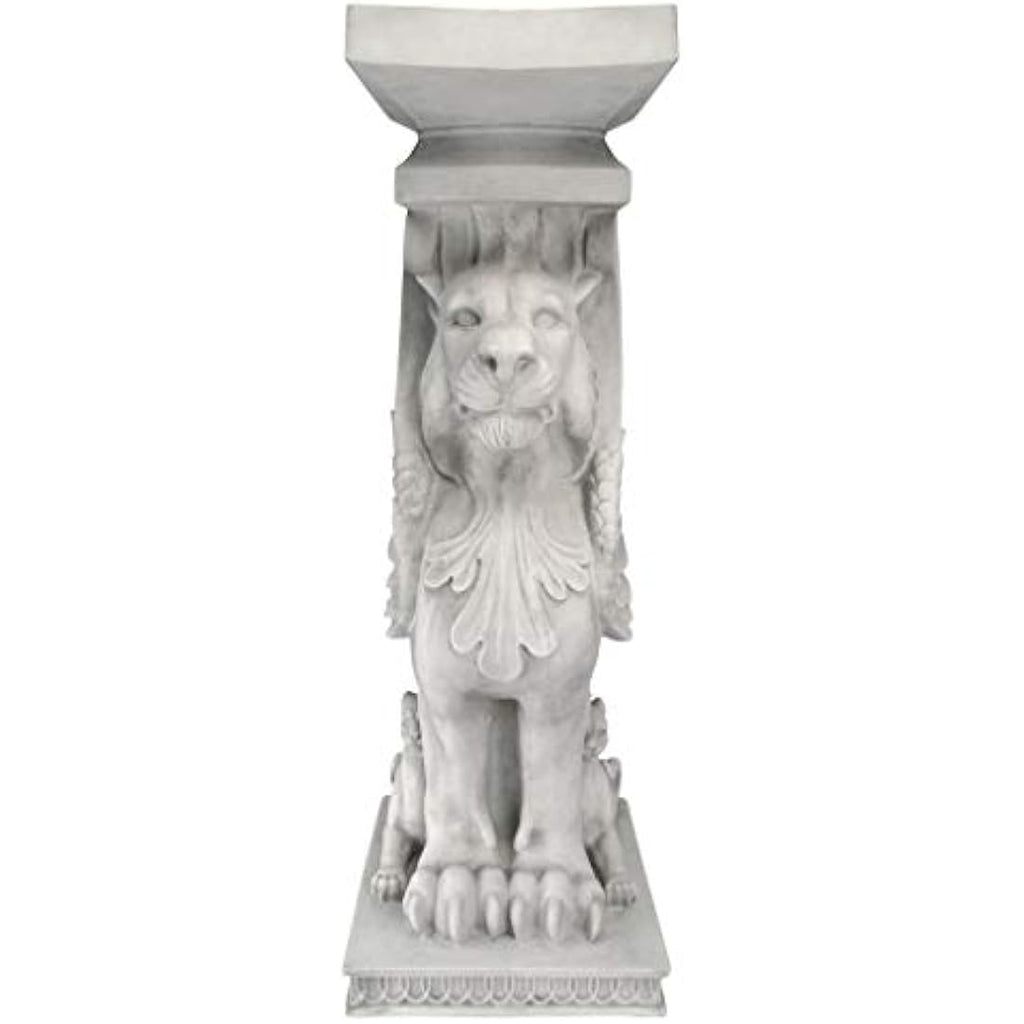 Design Toscano Winged Lion Roman Pedestal Plant Stand - Antique Stone