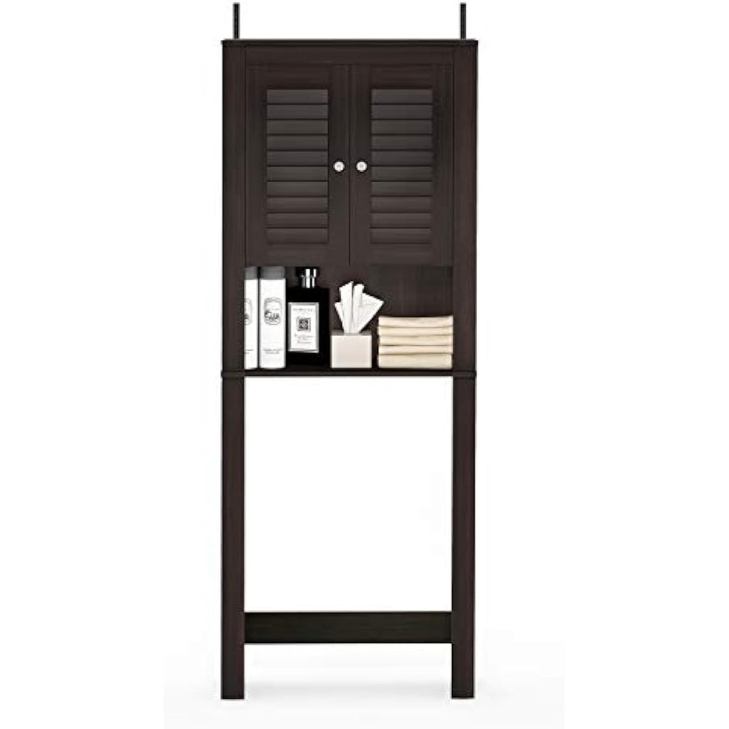 Furinno Wall Mounted Storage Cabinet | Espresso MDF Wood Shelving