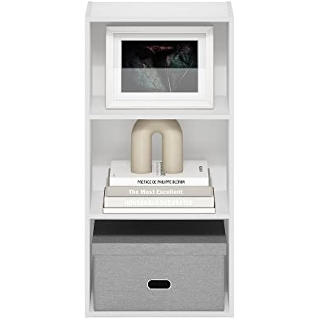 Furinno Luder 3-Tier Open Shelf Bookcase | White Composite Wood Storage