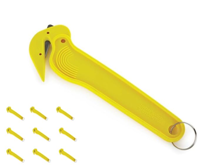 Jolof Store Yellow Hook Safety Knife - 10 Pack Concealed Blade Cutters
