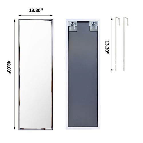 HORLIMER Full Length Wall Mirror – 122x35cm White Shatterproof Mirror