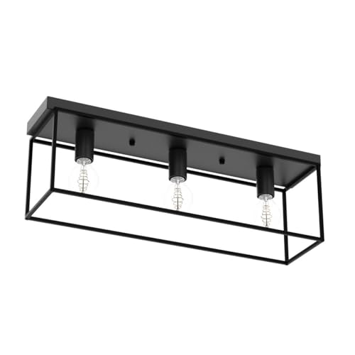 Homefire E27 Deckenleuchte Vintage Schwarz – 3-Flammig Industrie Metall