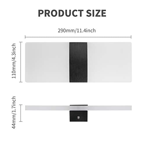 Glighone LED Wall Sconce – 2-Pack Modern Black Acrylic Indoor Wall Lights