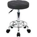 Jolof Store PU Leather Rolling Swivel Stool – Adjustable Height, Black