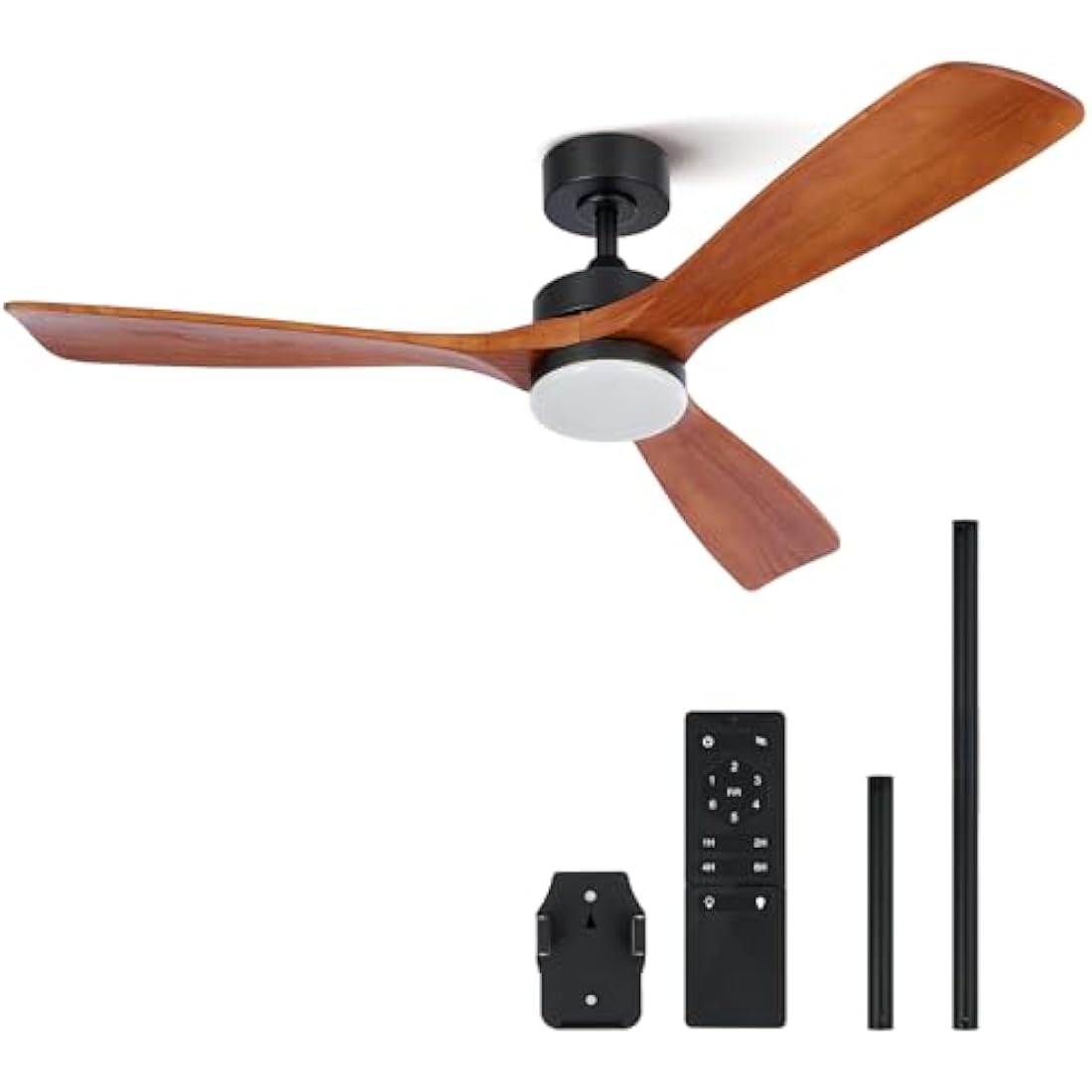 Vonluce 52" Wood Ceiling Fan with Light | Quiet DC Motor & Remote, Walnut