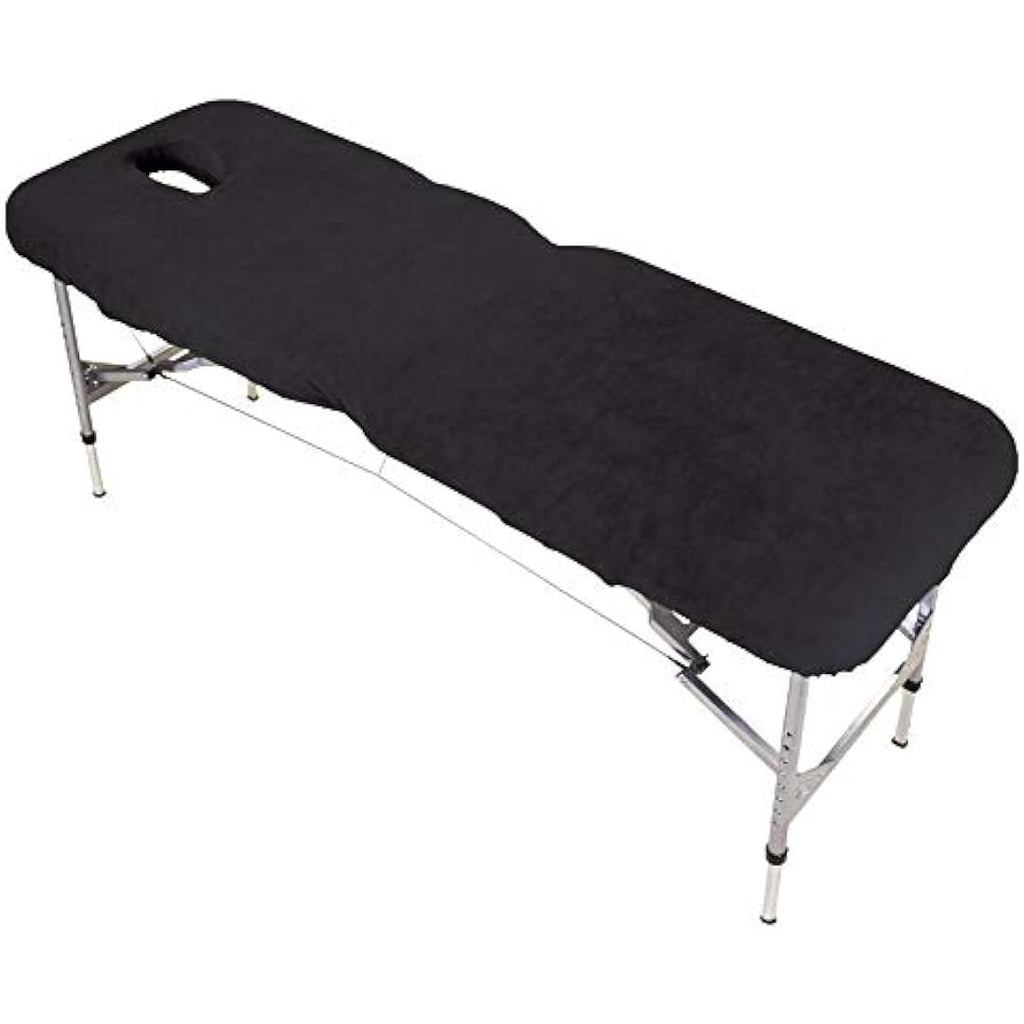 Physique Massage Table Cover with Face Hole - Thick Cotton Fabric, Black