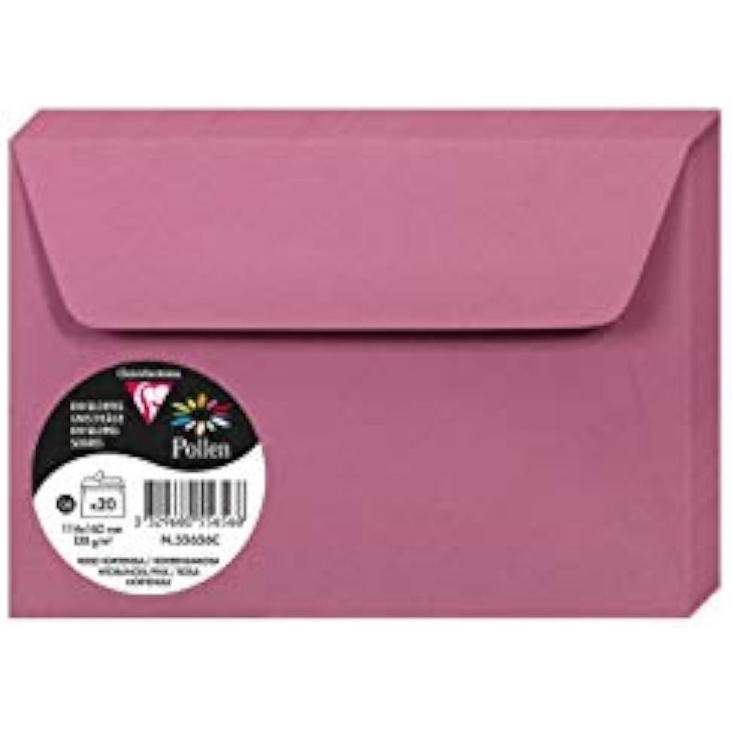 Clairefontaine Pollen C6 Adhesive Envelopes – Hydrangea Pink (20 Pack)