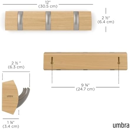 Umbra Flip 3-Hook Wall Mounted Coat Rack – Modern Retractable Hanger