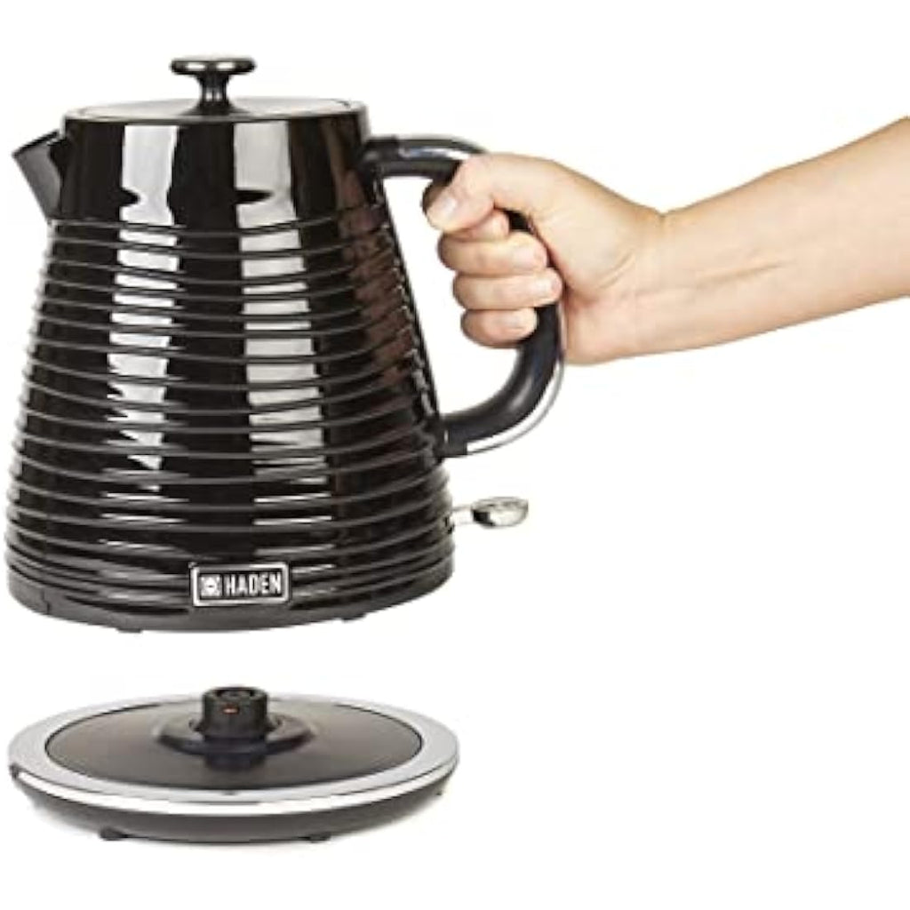 Haden Devon 1.7L Electric Kettle – Black Cordless Swivel Base