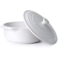NUTRIUPS 23cm Ceramic Round Casserole Dish with Lid – White Stoneware